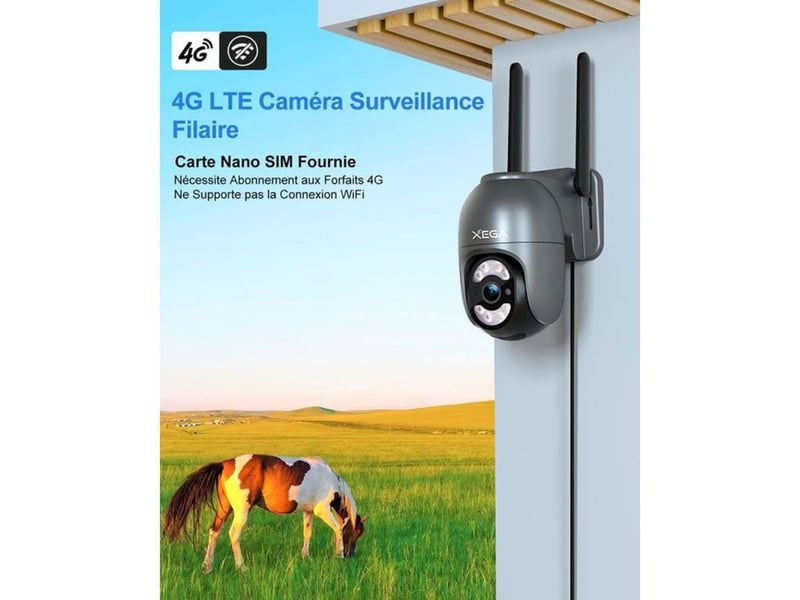  Caméra sécurité solaire 2k 4g lte ptz 360°  - Conforama B