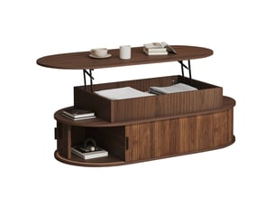 Table basse ovale coloris bois foncé MODFU  - 50 cmx100 cm