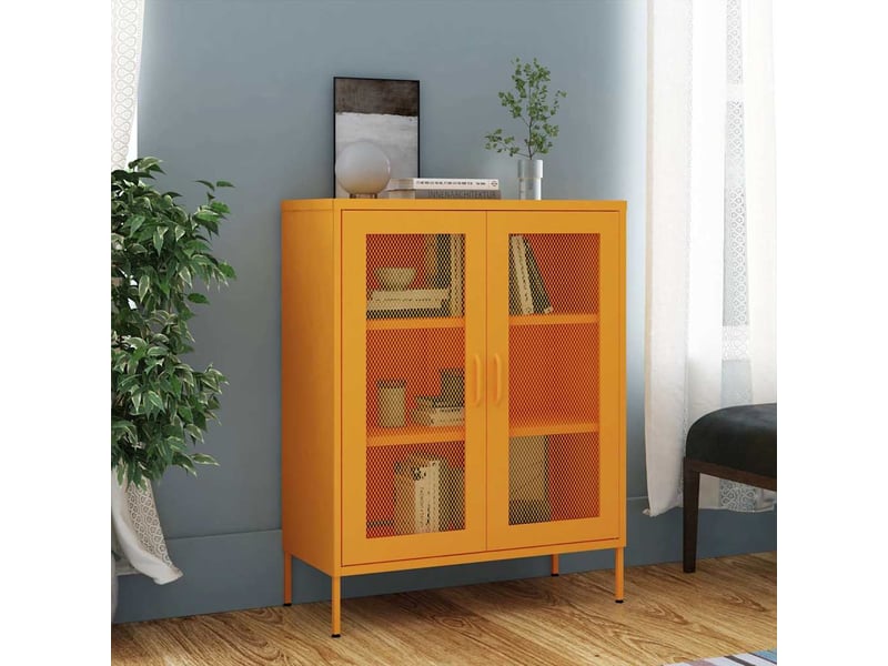  Armoire de rangement, rangement bureau jaune moutarde 80 x 35 x 101,5 cm acier  - Conforama B