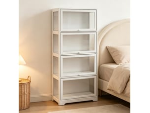 Vitrine coloris blanc 4 étagère(s) <strong>DESMIU</strong> <strong></strong> - 59 cmx139 cm