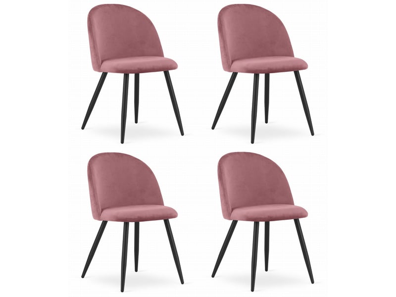 Family chaise bello - velours rose foncé pieds noirs x 4  - Conforama A