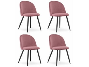 Chaise - leobert - bello - velours rose foncépieds noirs - lot de 4