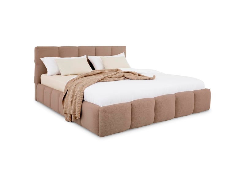  Lit double cloudy rembourré 160 x 200 cm avec sommier - grège  - Conforama A
