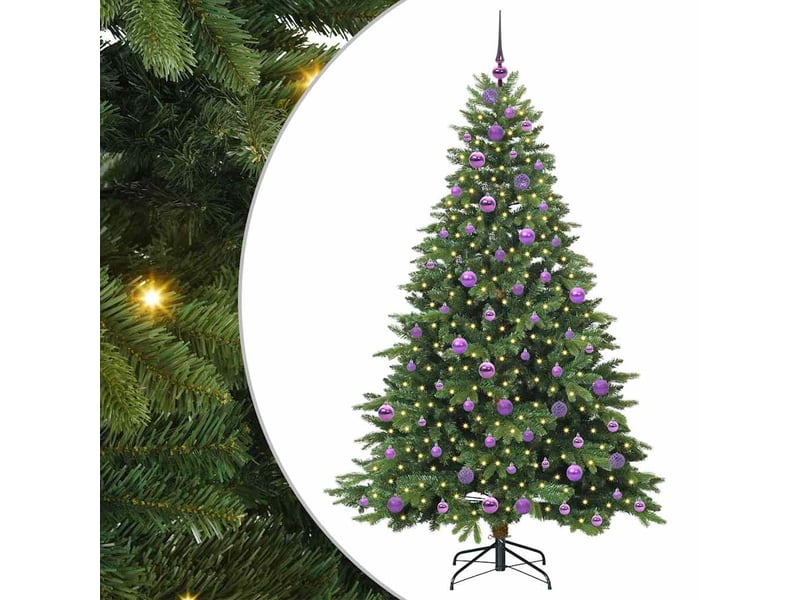 Sapin de noël - arbre de noël artificiel avec 300 led vert 180 cm pe et pvc - Conforama A