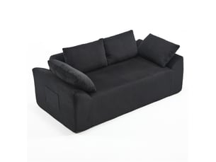 Canapé droit compressé fixe <strong>BEAOK</strong> <strong></strong> 2 places Velours côtelé Noir