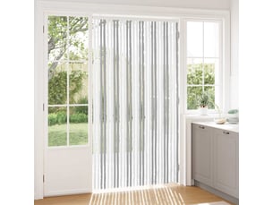 Rideau anti-insectes, moustiquaire en chenille gris clair et blanc cf43441