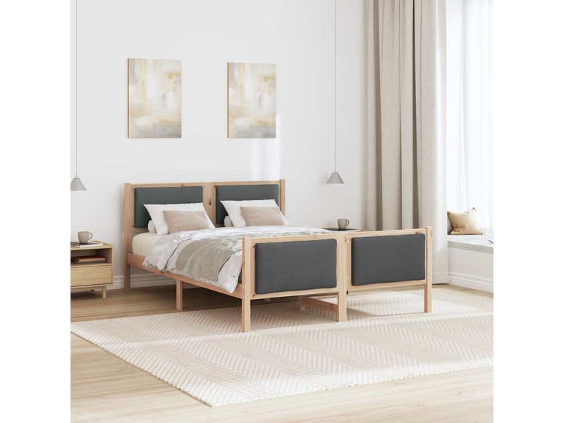 Lit double- lit adulte - cadre de lit avec tête de lit gris foncé 150 x 200 cm tissu - Conforama C