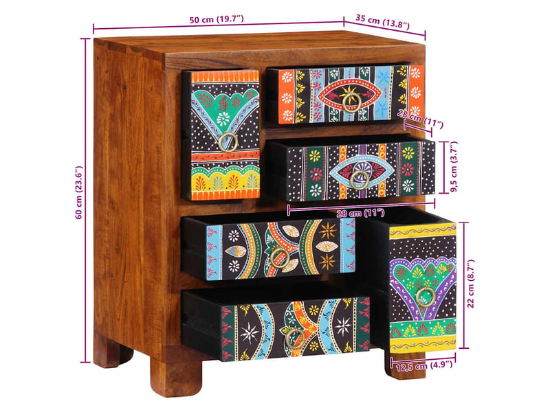  Vidaxl buffet multicolore 50x35x60 cm bois massif d'acacia  - Conforama C
