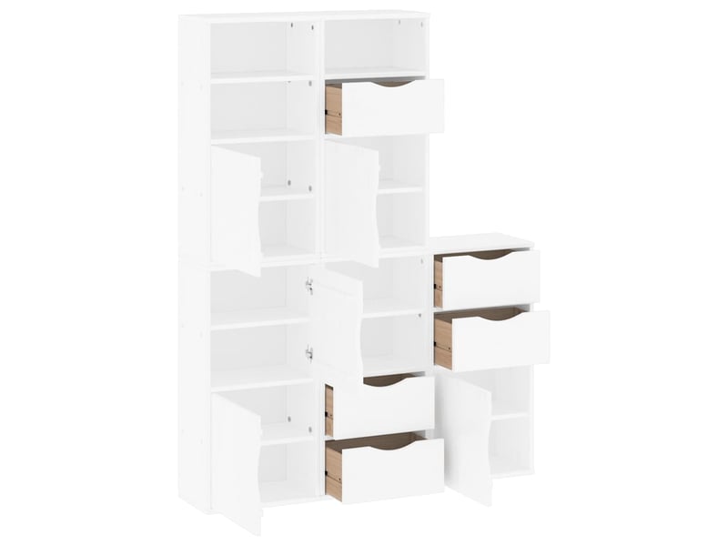  Lot de 5 armoires latérales modulaires pratiques rangement 40 x 24 x 79 cm en bois massif blanc 02_0055965  - Conforama B
