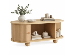 Table basse ovale coloris bois clair <strong>HAUSS SPOLE</strong> <strong></strong> - 50 cmx100 cm