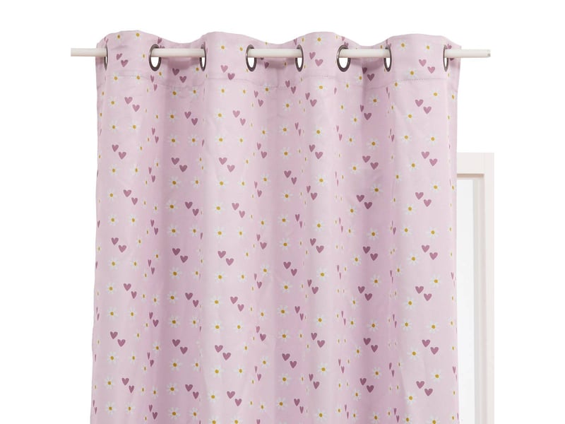  Rideau occultant enfant billie 140x260cm rose motif coeurs BILLIE - Conforama A