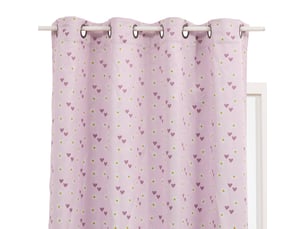 Rideau occultant enfant billie 140x260cm rose motif coeurs