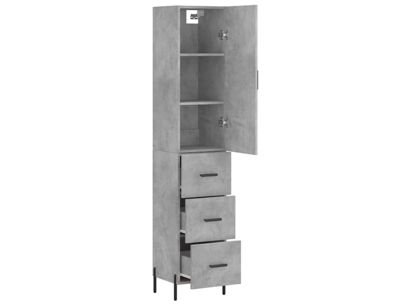  Buffet haut - bahut - meuble de rangement gris béton 34,5x34x180 cm bois d'ingénierie  - Conforama D