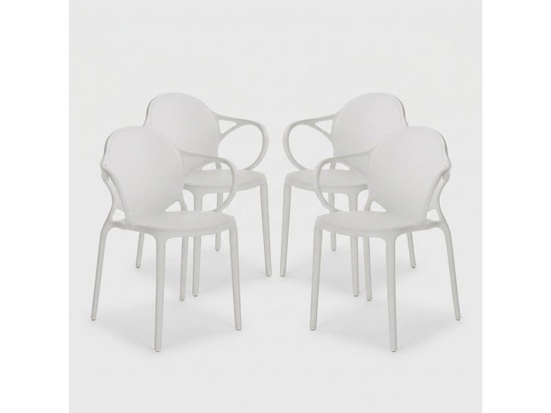  Lot de 4 chaises empilables en polypropylène rita pour intérieur et extérieur - blanc  - Conforama A