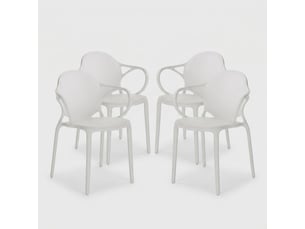 Lot de 4 chaises empilables en polypropylène rita pour intérieur et extérieur - blanc