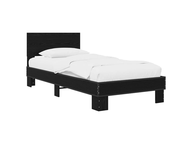  Lit simple- lit adulte -  cadre de lit avec tête de lit chêne noir 80 x 200 cm  - Conforama A