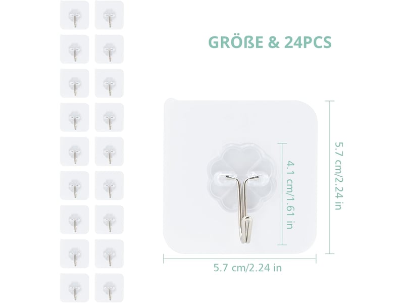  Sakae - set 24 crochets adhésifs transparents traçables, support 10 kg pour serviettes, cadres, plafonds, cuisines  - Conforama A