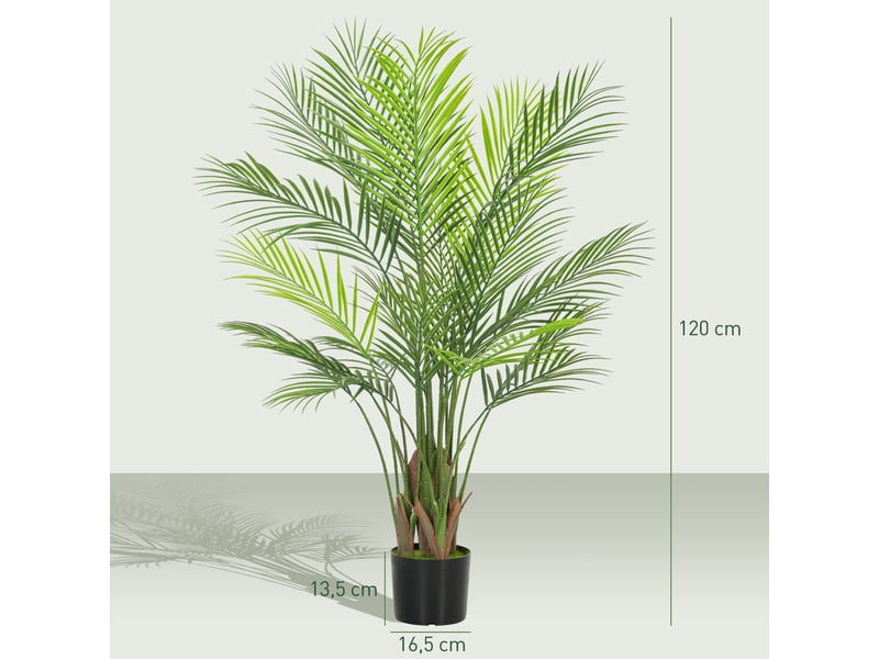  Plante artificielle intérieure 120 cm, palmier arbre artificiel avec pot en plastique et flocage, vert  - Conforama E