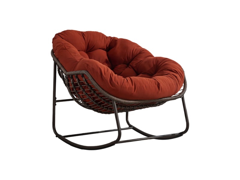 Fauteuil à bascule extérieur,78x106x90 cm,rotin synthétique,orange - Conforama D
