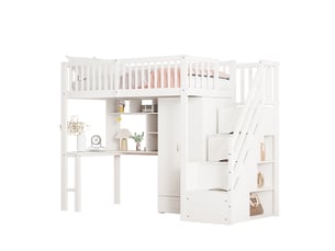 Lit mezzanine 90x200 cm <strong>MERAX</strong> <strong>lit enfant blanc</strong> coloris blanc