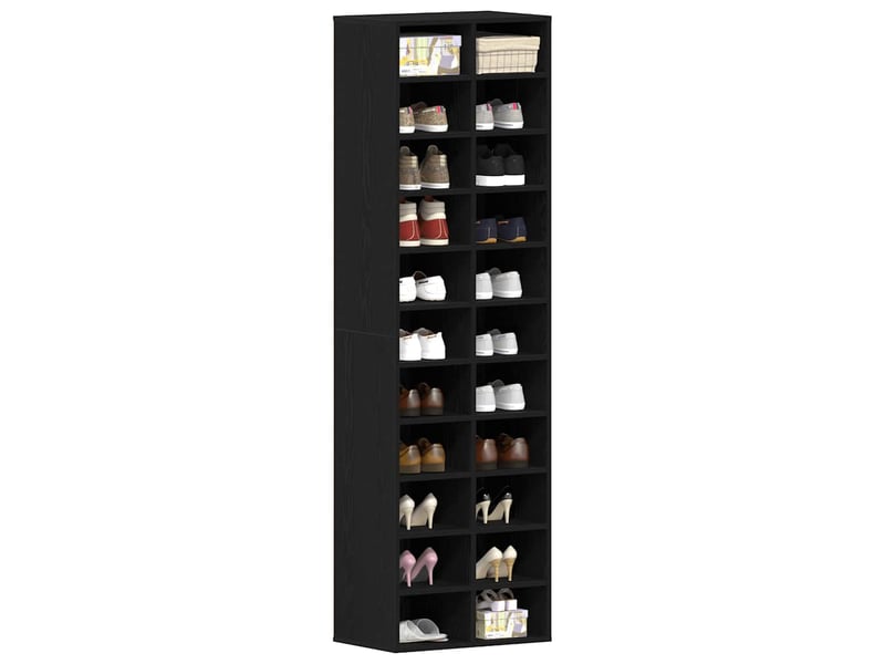  Meuble à chaussure | armoire à chaussures chêne noir 54x34x183 cm bois d'ingénierie  - Conforama D