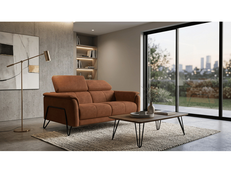 Canapé 2 places roden, tissu velours marron RODEN - Conforama B