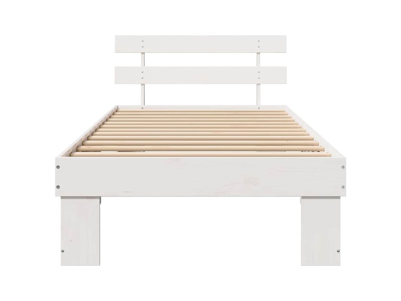 Lit simple- lit adulte -  cadre de lit avec tête de lit blanc 90 x 200 cm pin massif  - Conforama D