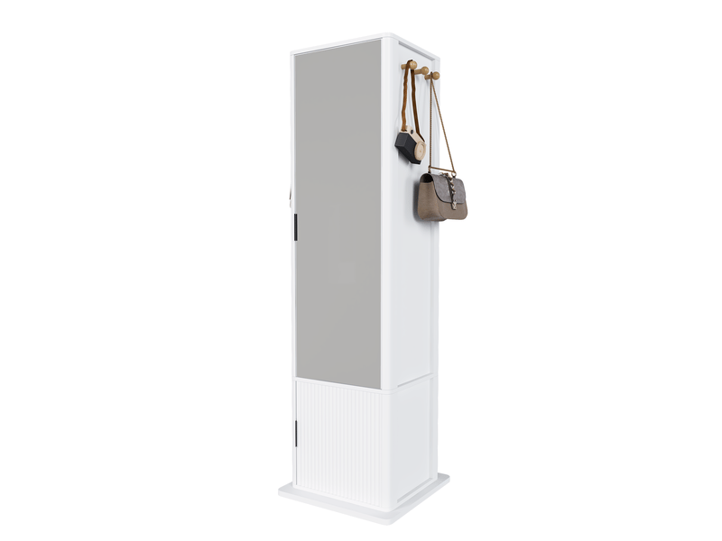  Armoire à bijoux pivotante 360° avec miroir, rangement 4-en-1, blanc  - Conforama D