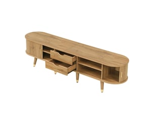 Meuble tv 175x38x45cm - portes coulissantes, avec 2 tiroirs et espace de rangement - design unique - mdf - bois