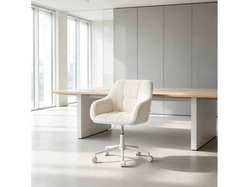  Chaise de bureau pivotante 56 x 40 x 81-90 cm – beige – hauteur réglable et roulettes  - Conforama D