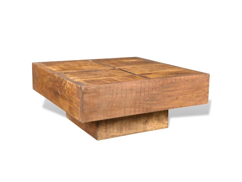  Table basse | table d'appoint salon carrée marron bois massif de manguier  - Conforama E