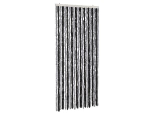 Rideau anti-mouches, moustiquaire gris et noir 90x200 cm chenille cf43550
