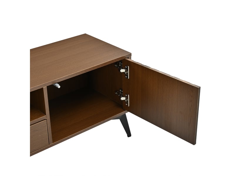Meuble tv 180 cm avec 2 portes et 2 tiroirs, finition noyer - Conforama E