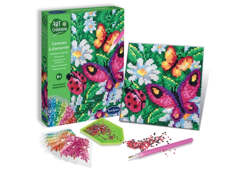  Canevas a diamanter - papillons et marguerites 20260 - Conforama A