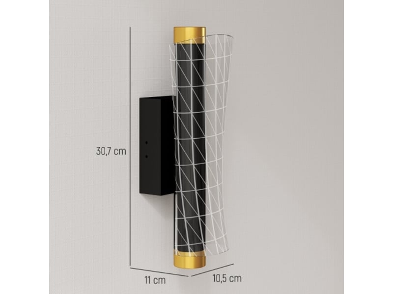  Lot de 2 appliques murales led dimmables, métal noir, design grille, pour salon et chambre  - Conforama E