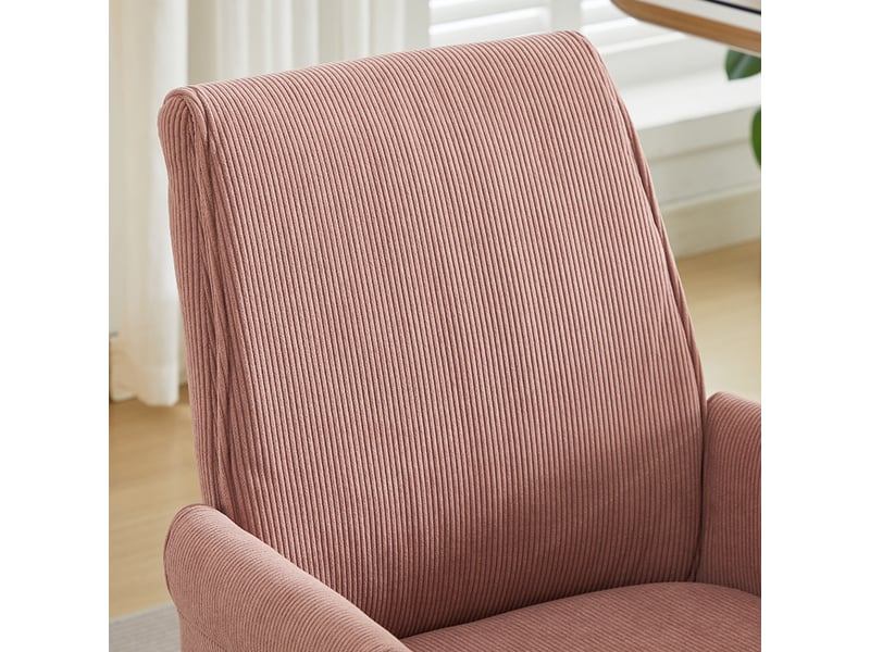  Chaise de bureau pivotante hauteur réglable - lpospi - dossier ergonomique, accoudoirs, velours côtelé rose  - Conforama E