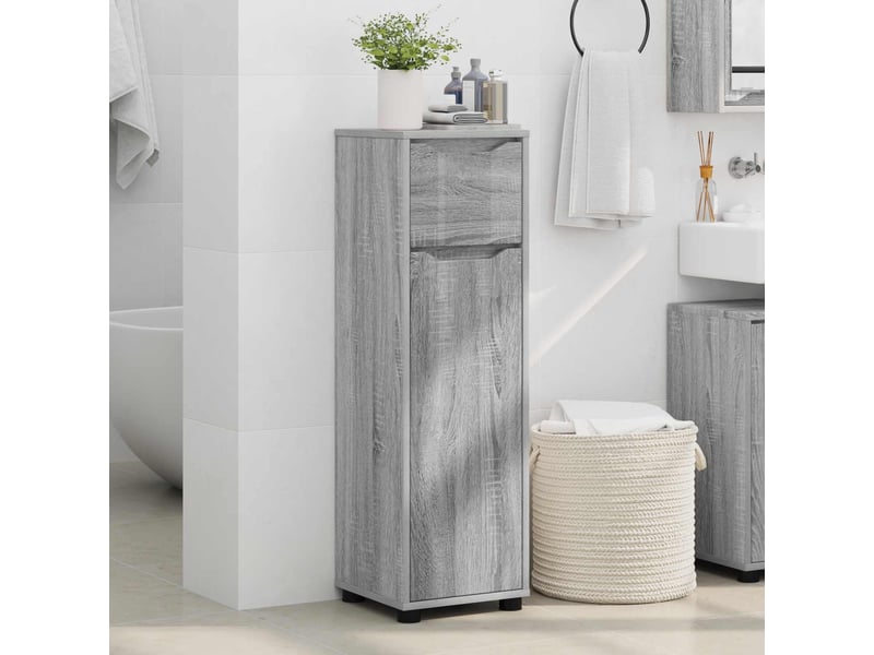  Cabinet de salle de bain, meuble de rangement gris sonoma 30.5x30x101 cm  - Conforama D