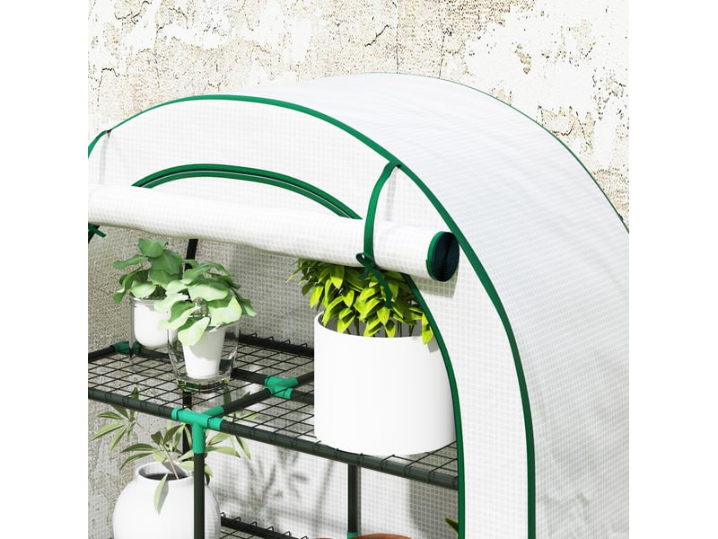  Serre de jardin 100x45x160 cm porte enroulable acier blanc  - Conforama D
