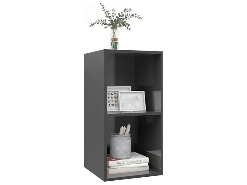  Meuble tv - banc tv - meuble de rangement mural gris brillant 37x37x72 cm bois d’ingénierie  - Conforama C