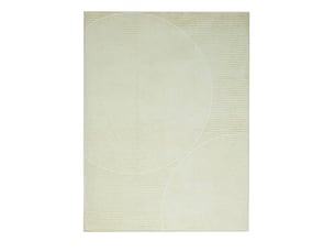 Tapis de salon motifs géométriques à poils courts haute densité – vert et beige, 150x200 cm