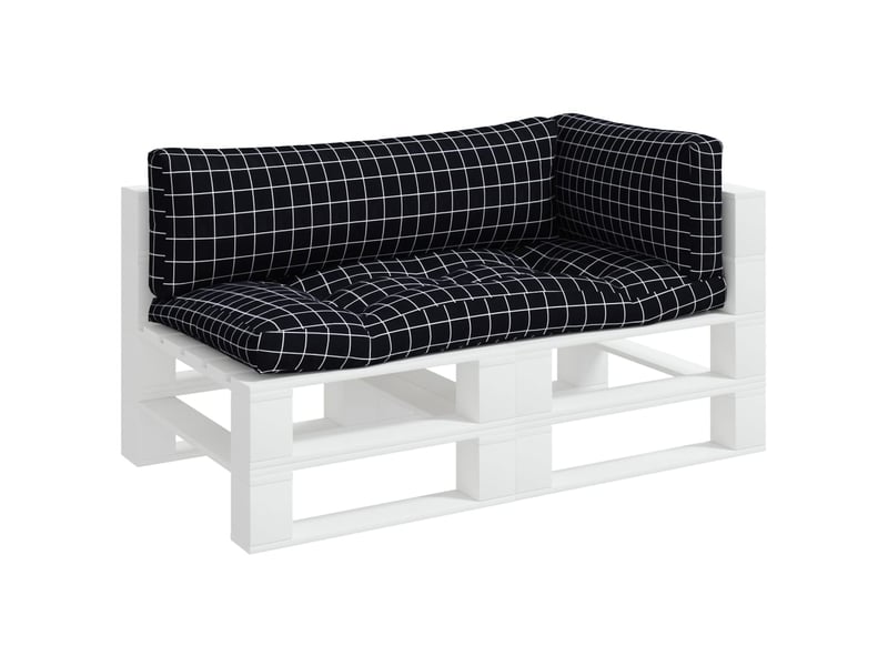  Lot de 3 coussins de palette, coussins de canapé motif à carreaux noir tissu oxford cf59681  - Conforama C