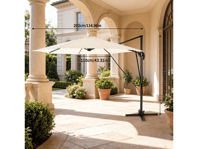 Parasol rond de balcon et jardin avec base en acier en croix, extérieur  - Conforama C