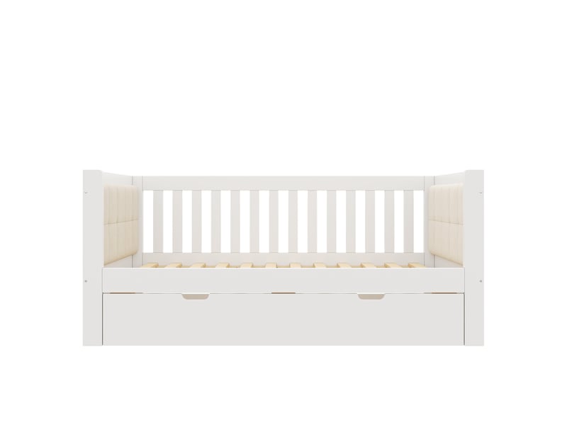  Lit gigogne blanc avec sommier inclus, lit jour 90x200 cm et lit nuit 90x190 cm  - Conforama W