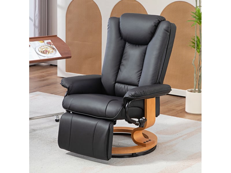  Fauteuil relax pivotant en simili noir 78x88x103 cm homvra  - Conforama E