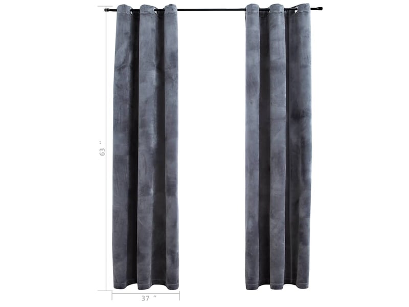  Lot de 2 rideaux occultants, rideaux black-out et anneaux anthracite 94x160cm velours cf44901  - Conforama E