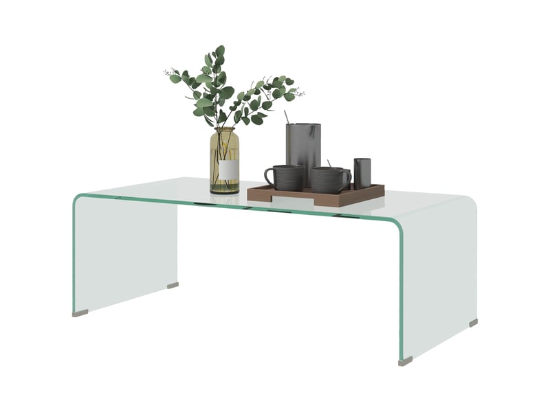 Table basse moderne en verre trempé pour salon, design monobloc, 100 x 50 x 35 cm, transparente - Conforama B