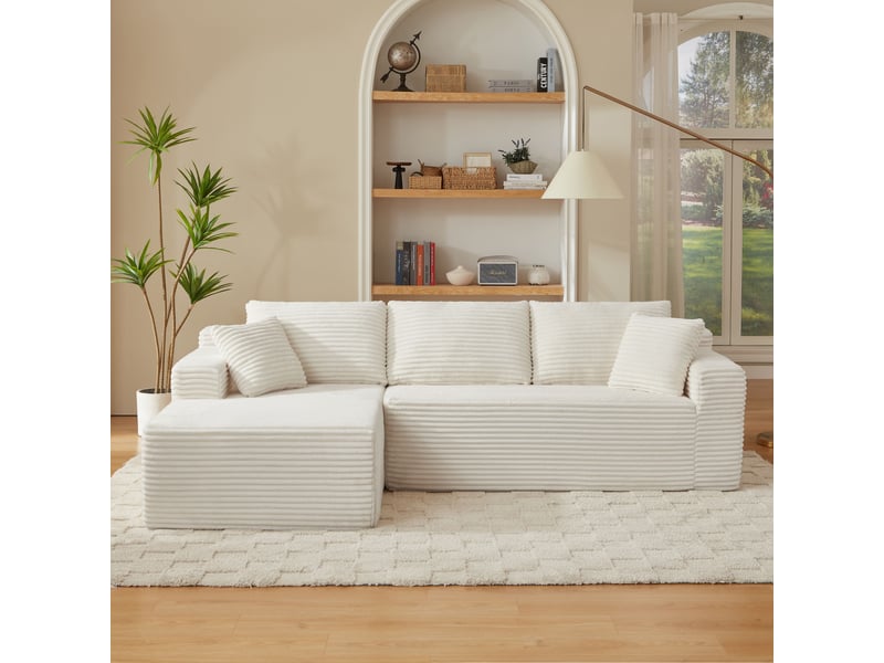  Canapé modulable en l, 3 places, mousse à mémoire de forme, style cloud, grande méridienne  - Conforama B