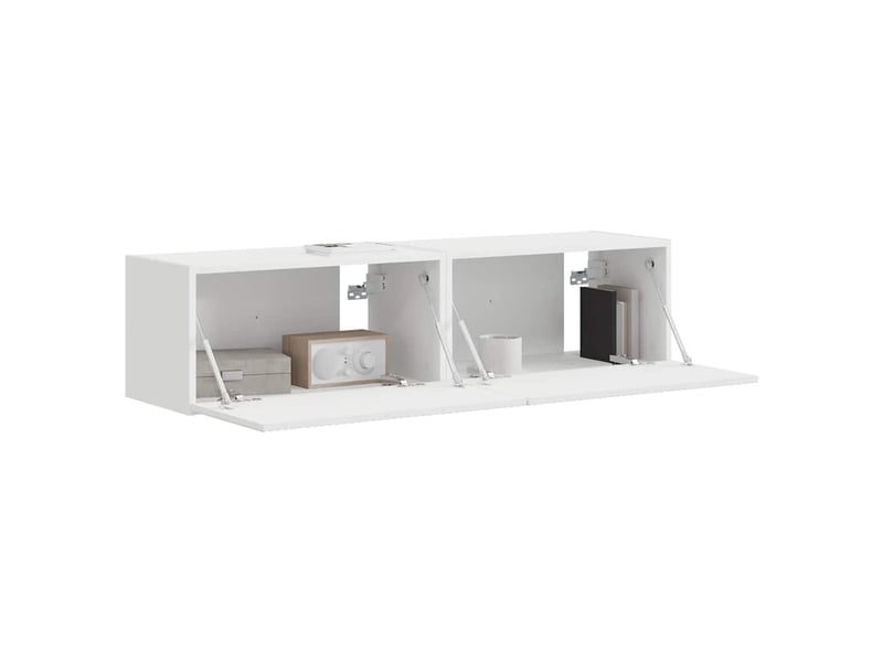  Meuble tv - banc tv - meuble de rangement mural 2 pcs blanc bois d'ingénierie  - Conforama C