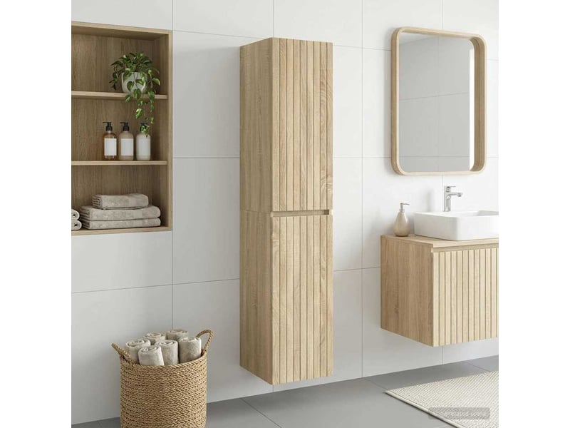 Cabinet salle de bain mural, meuble de rangement chêne sonoma 33x34.5x160 cm shl8310 - Conforama B
