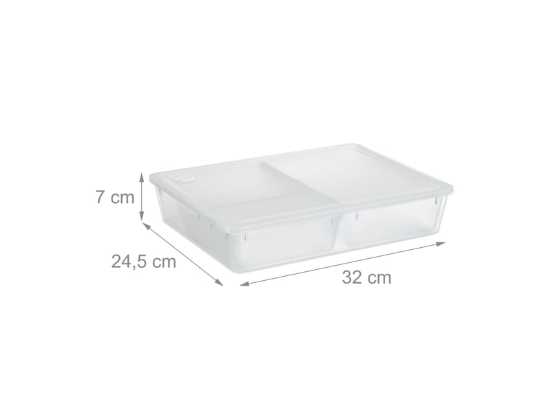  Lot de 1 bac de rangement transparent 3 compartiments amovibles salle de bain bureau 38 x 25 x 12 cm en plastique clair 13_0014634  - Conforama B